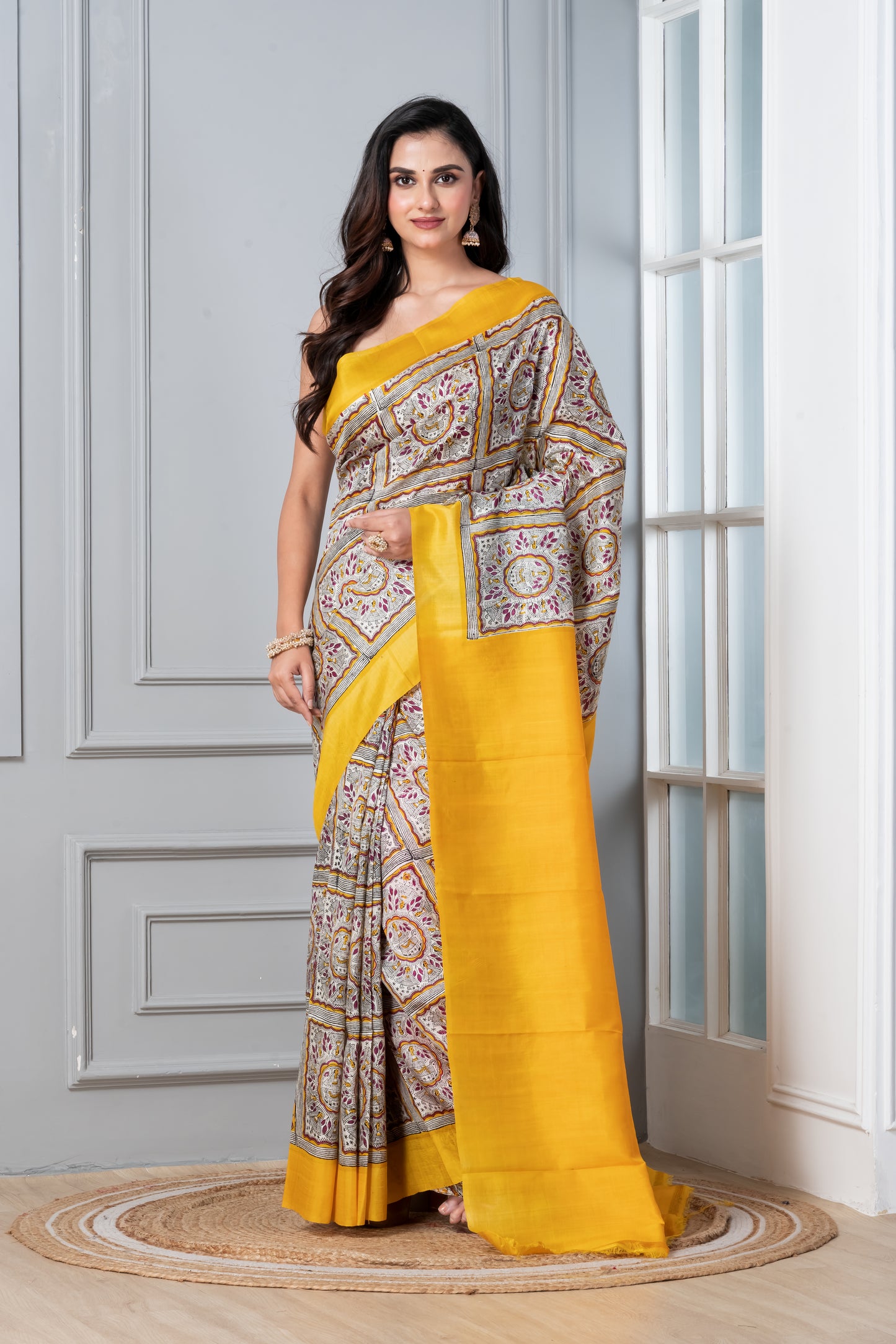 Pipli printed Multi Coloured Pure silk
