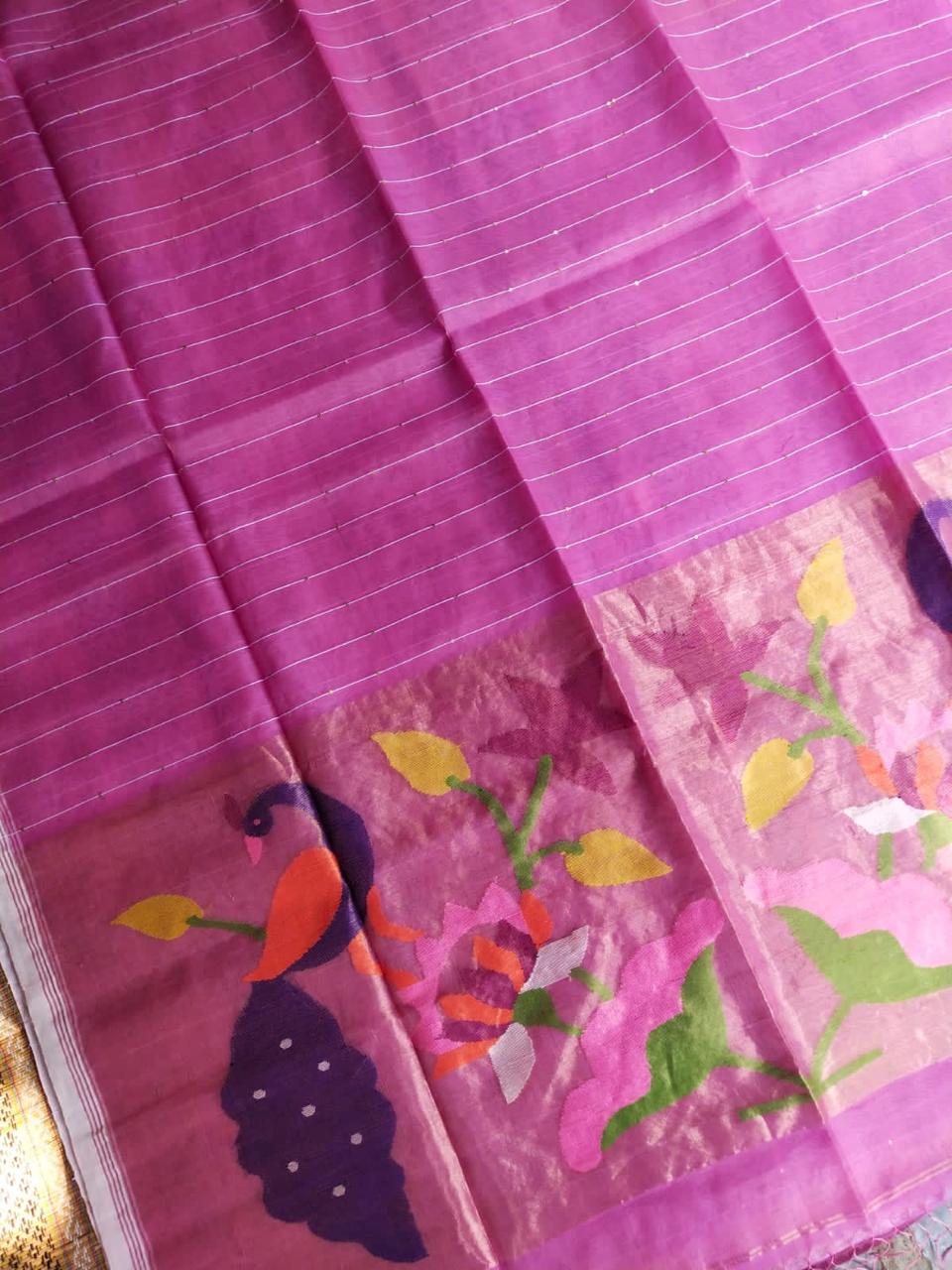 Handspun resham mulberry silk saree