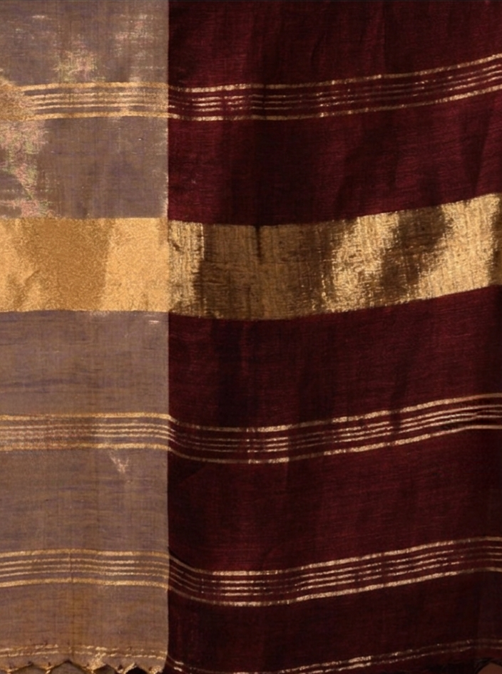 Maroon Linen Saree