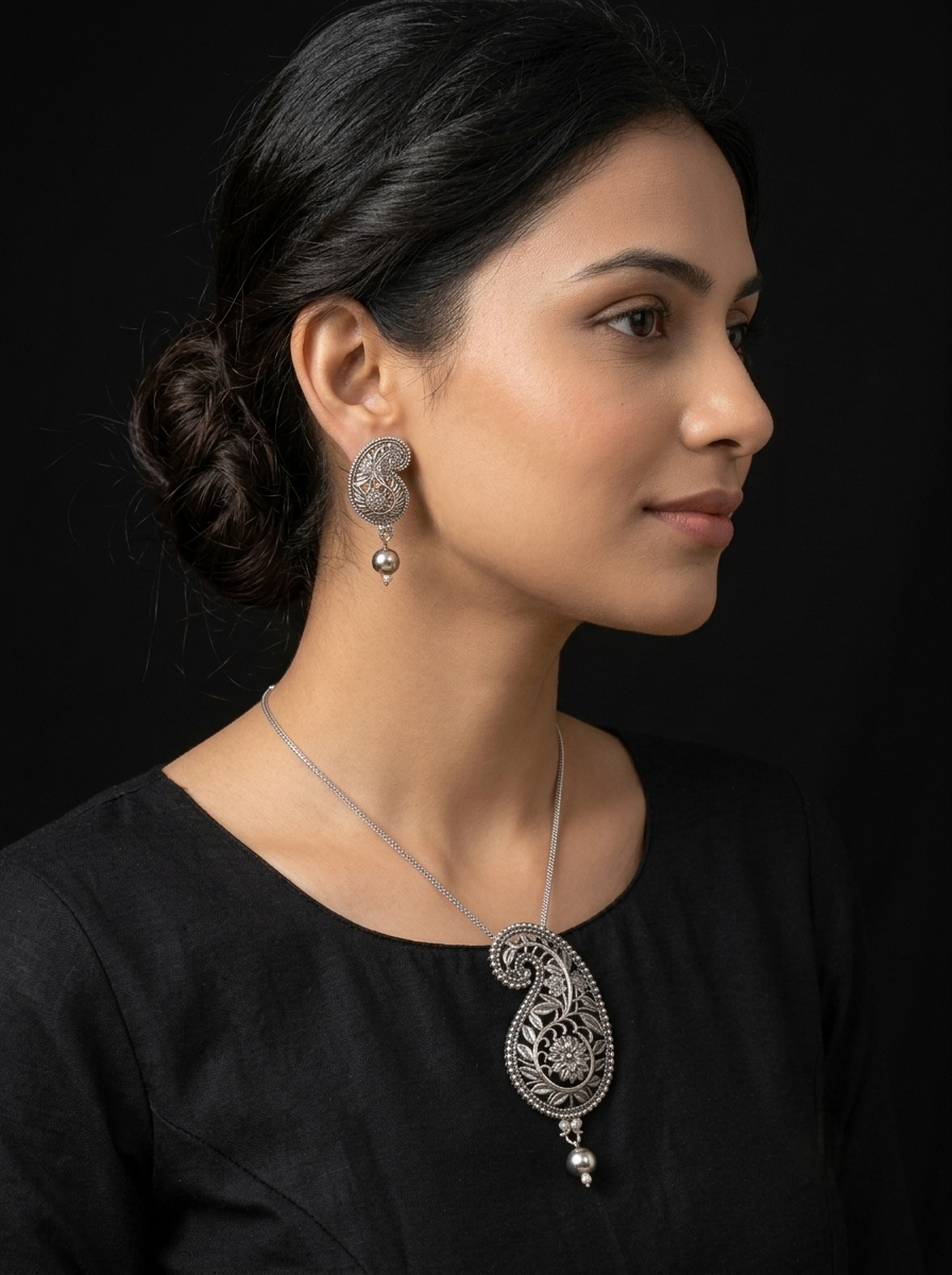Aam kalka premium silver polish jewelry set