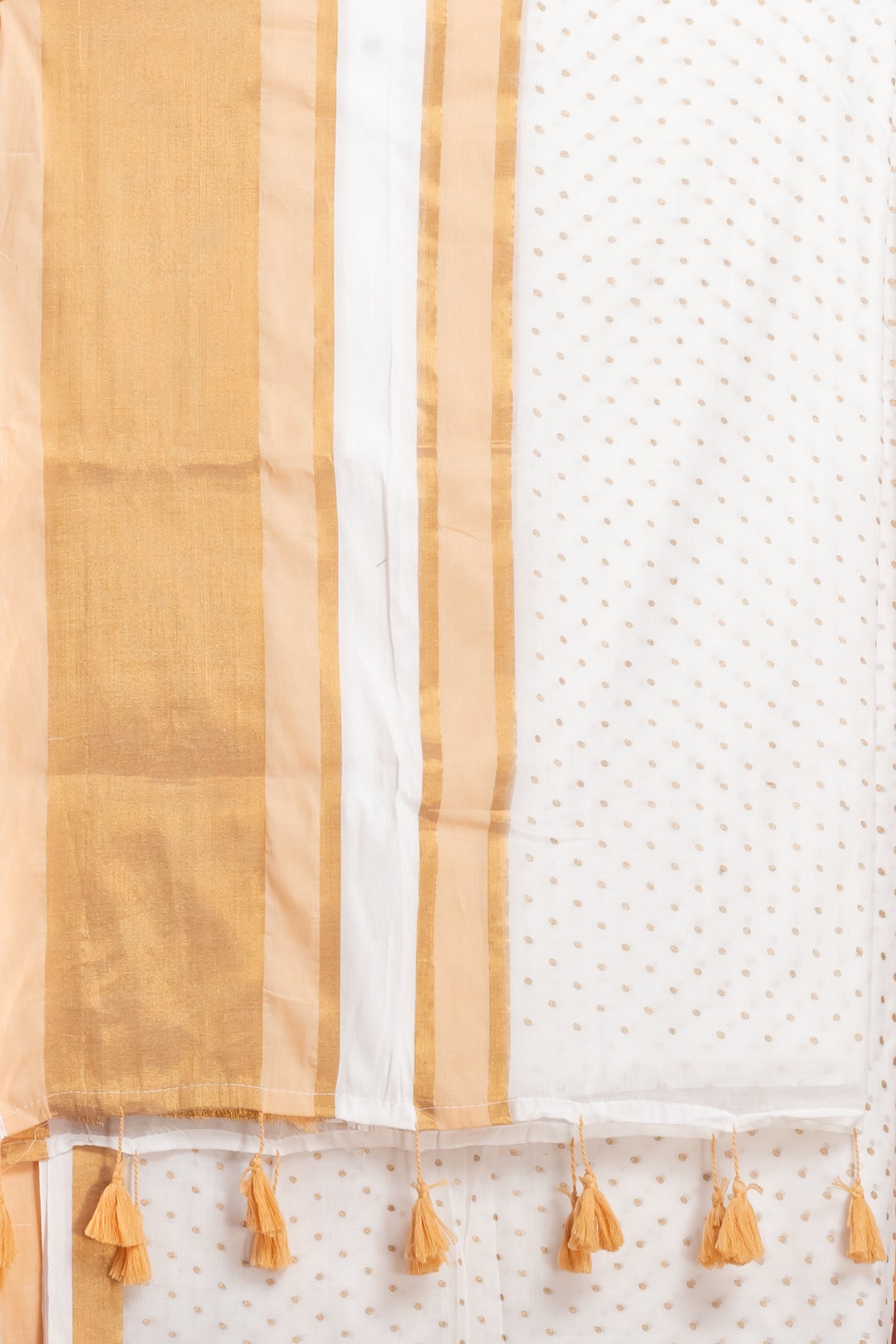 Classic Cream & Gold polka motif Handloom saree