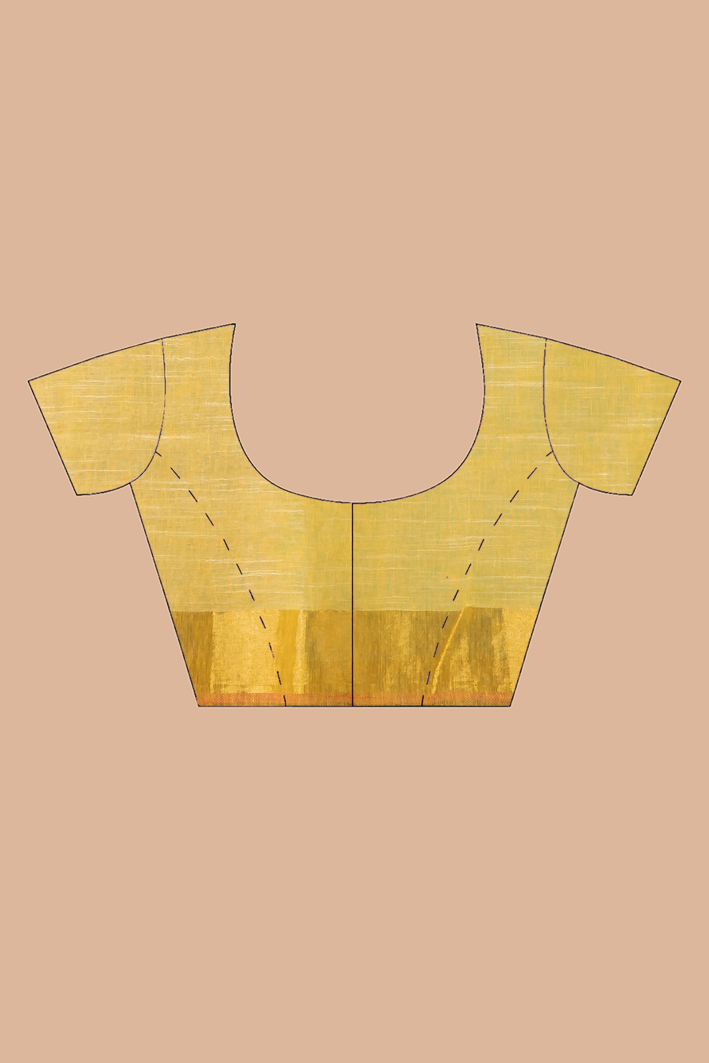 Bright yellow linen saree striped borders