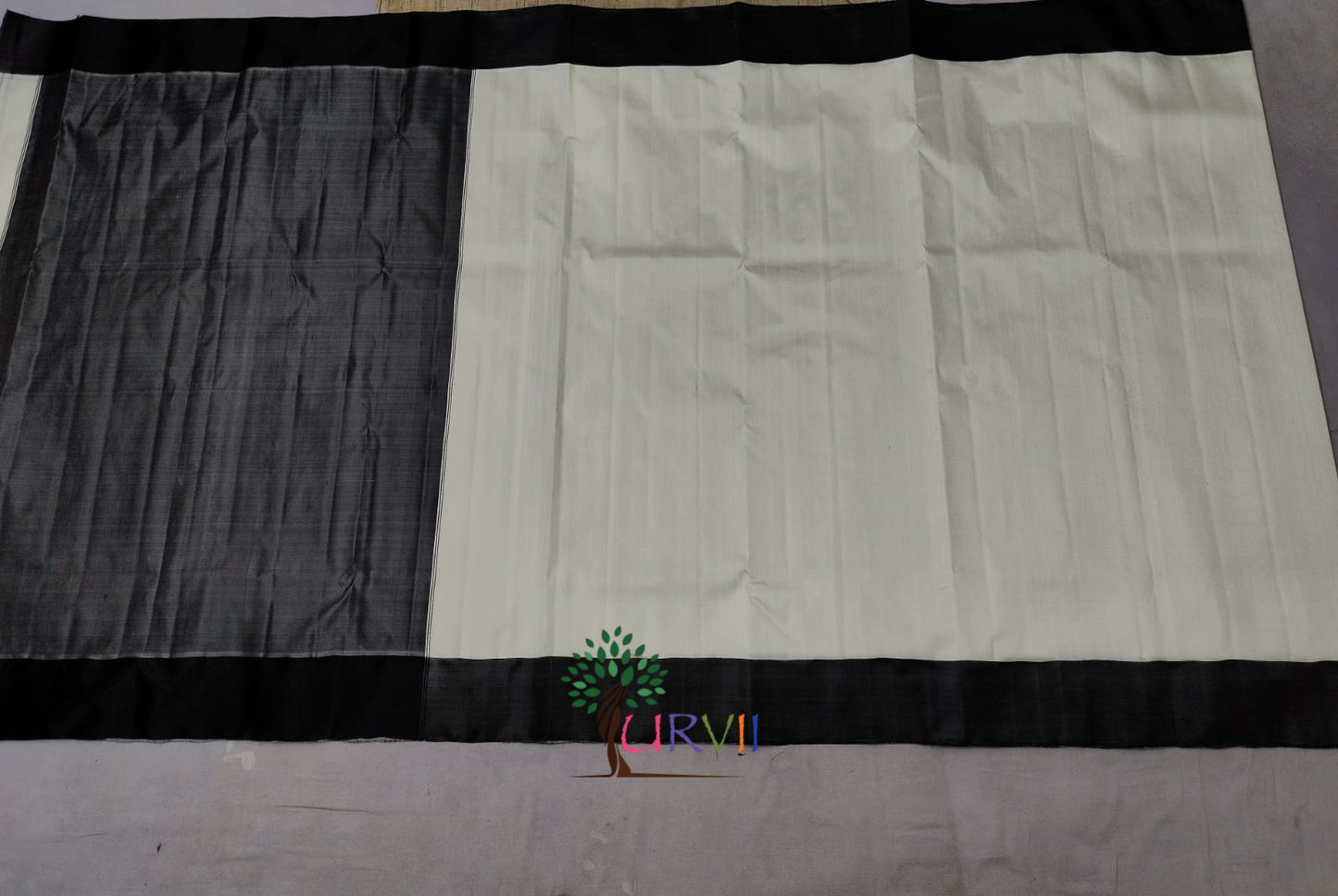 Black and white Garad silk saree