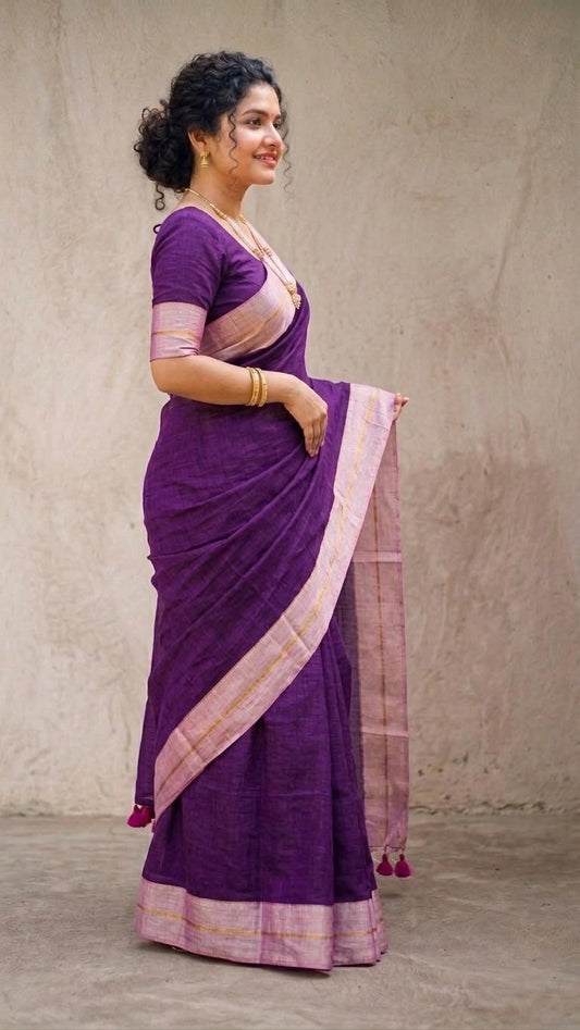 Royal Purple Super Fine Mul Cotton Saree