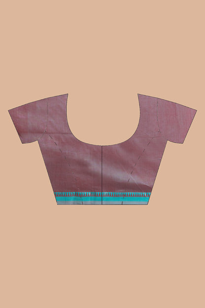 Red stripe handloom cotton with blue satin border