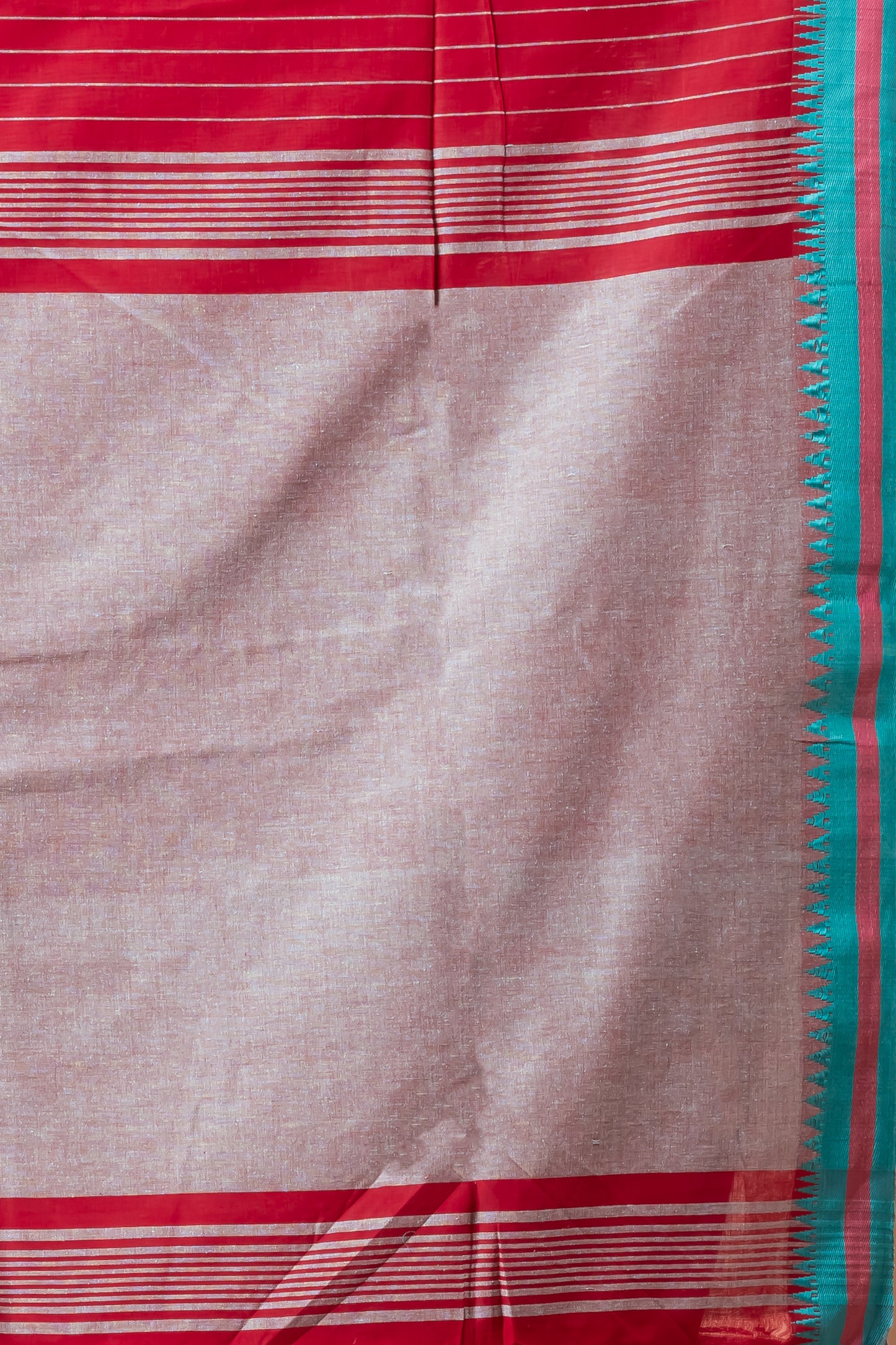 Red stripe handloom cotton with blue satin border
