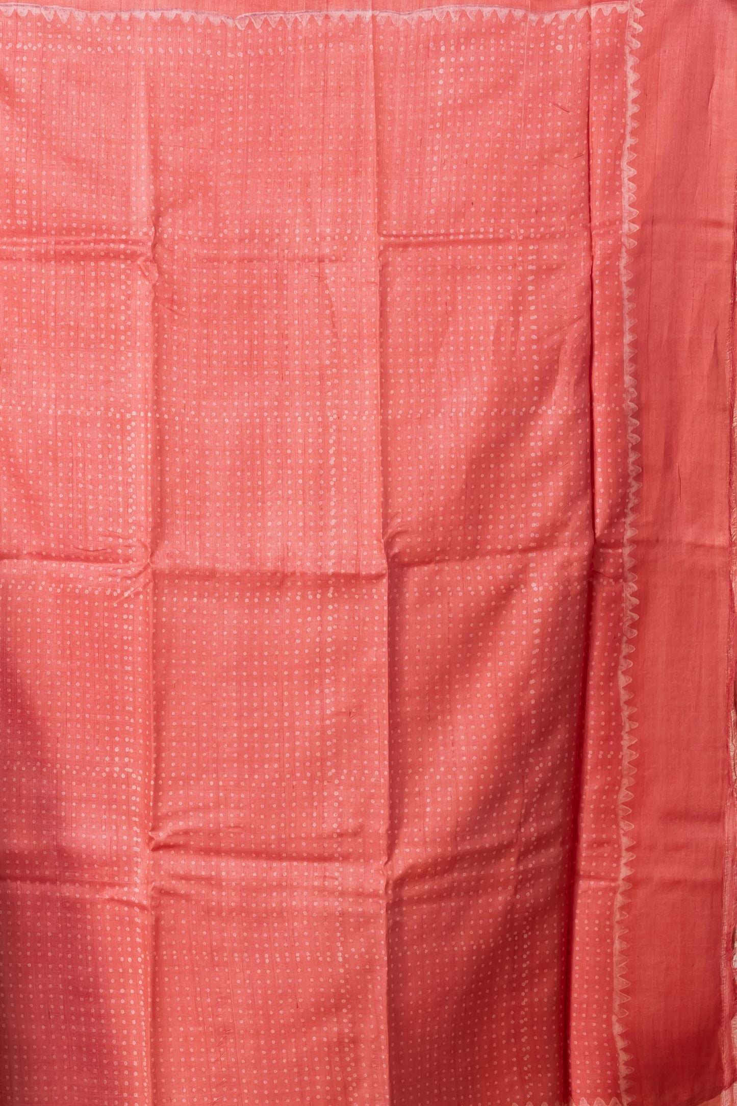 Peach pink tussar printed saree