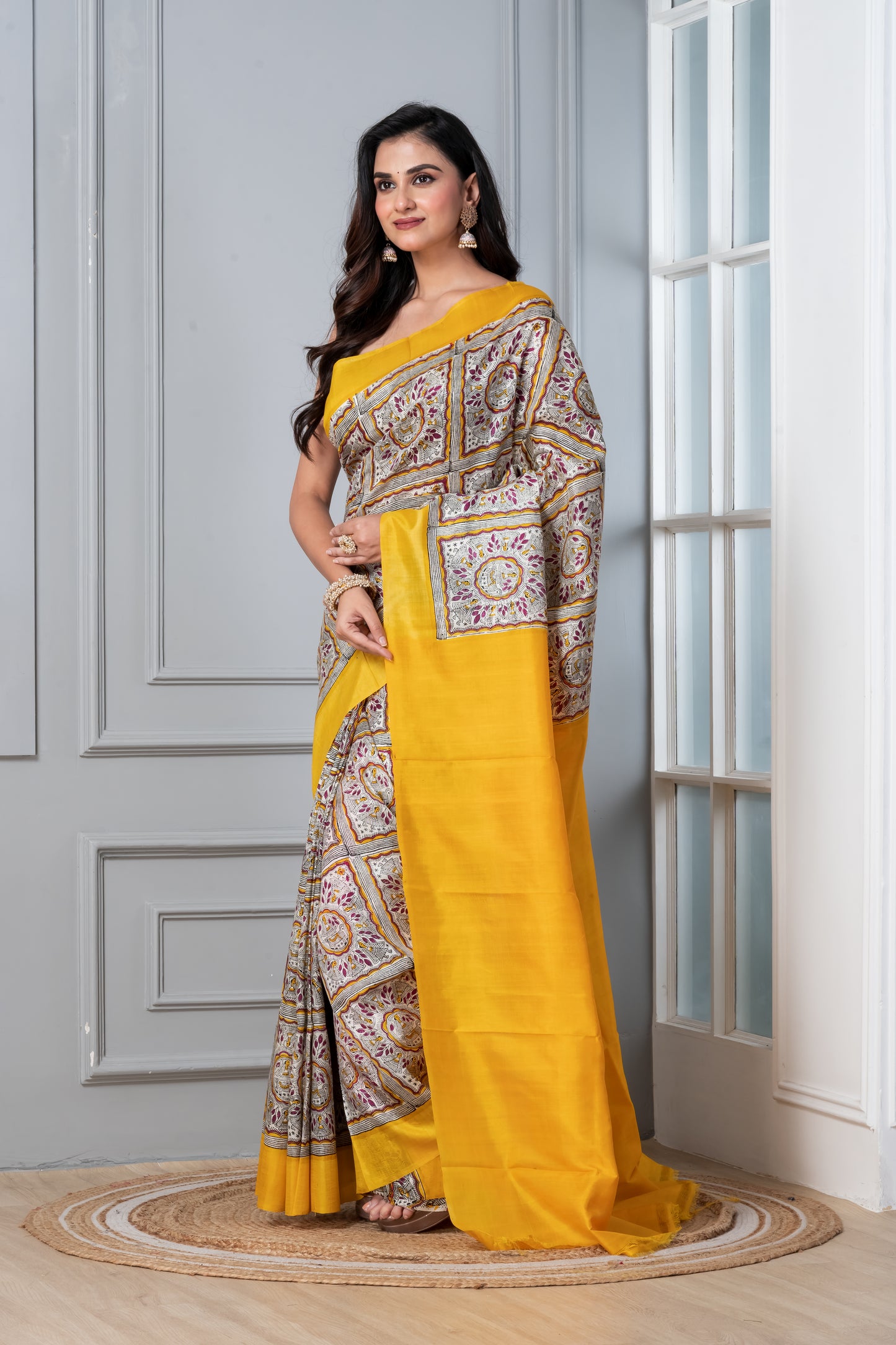 Pipli printed Multi Coloured Pure silk