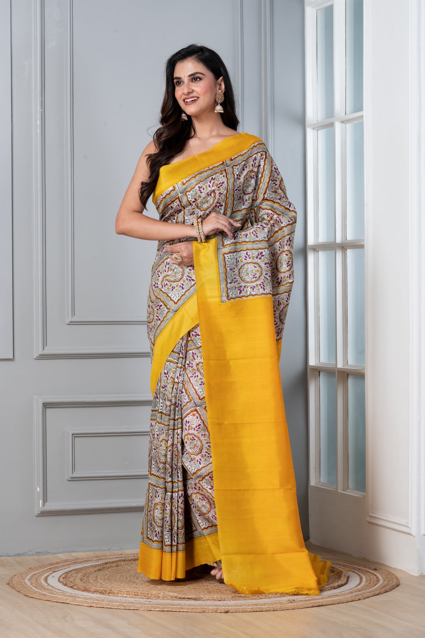 Pipli printed Multi Coloured Pure silk