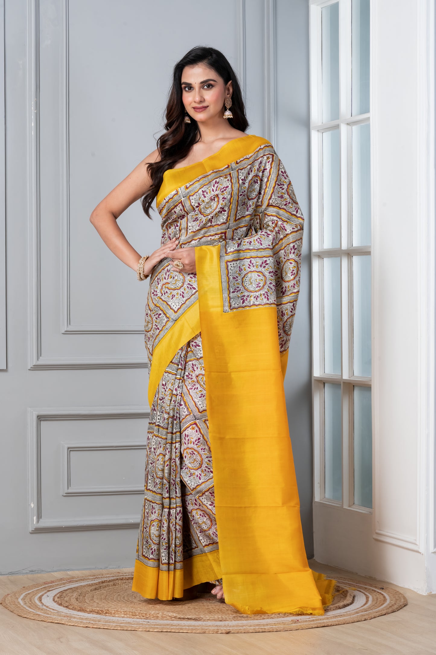 Pipli printed Multi Coloured Pure silk