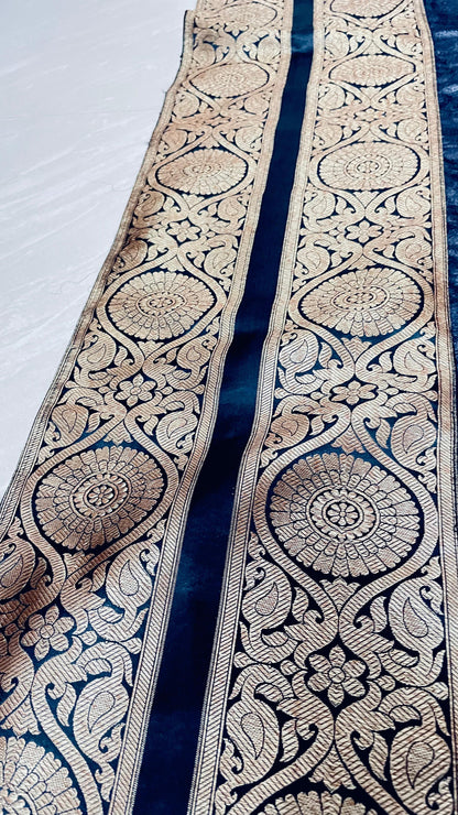 Pure Black Ghicha Silk Saree