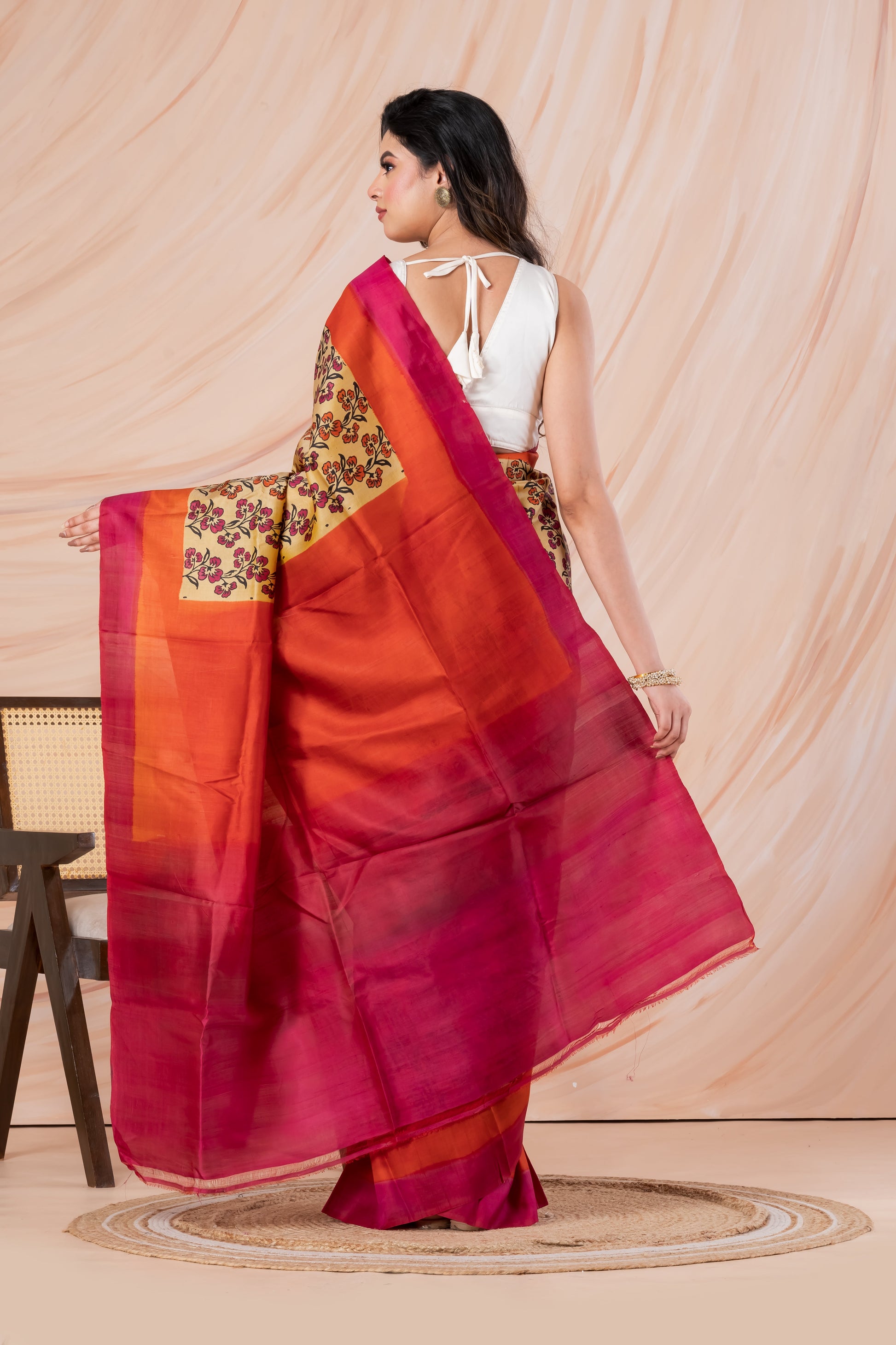 Printed pure silk