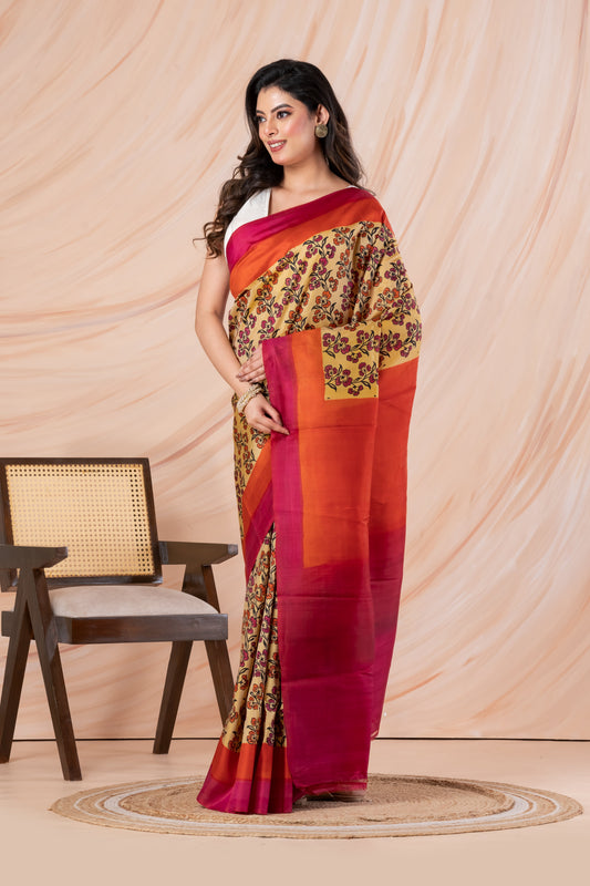 Printed pure silk