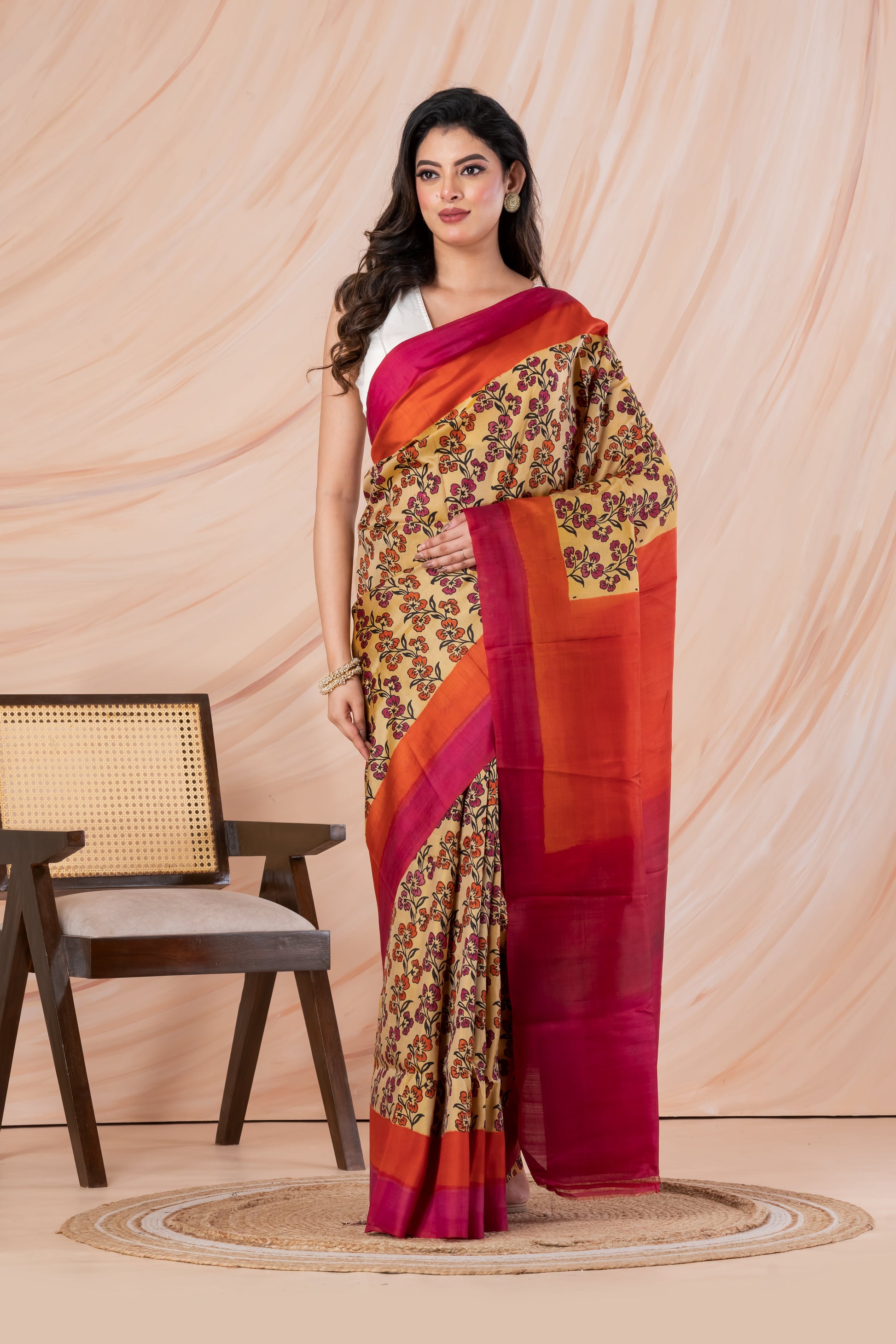 Printed pure silk