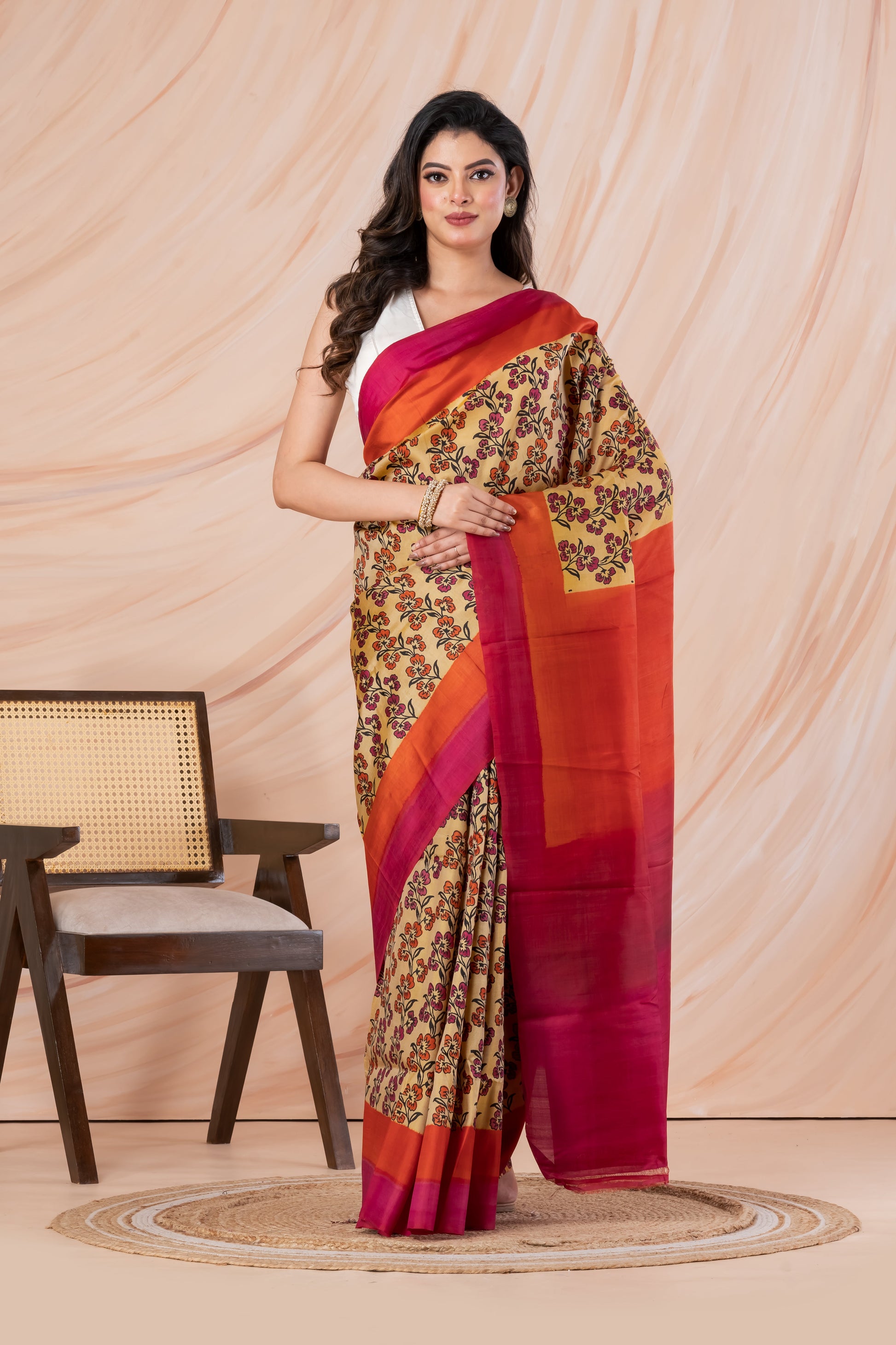 Printed pure silk