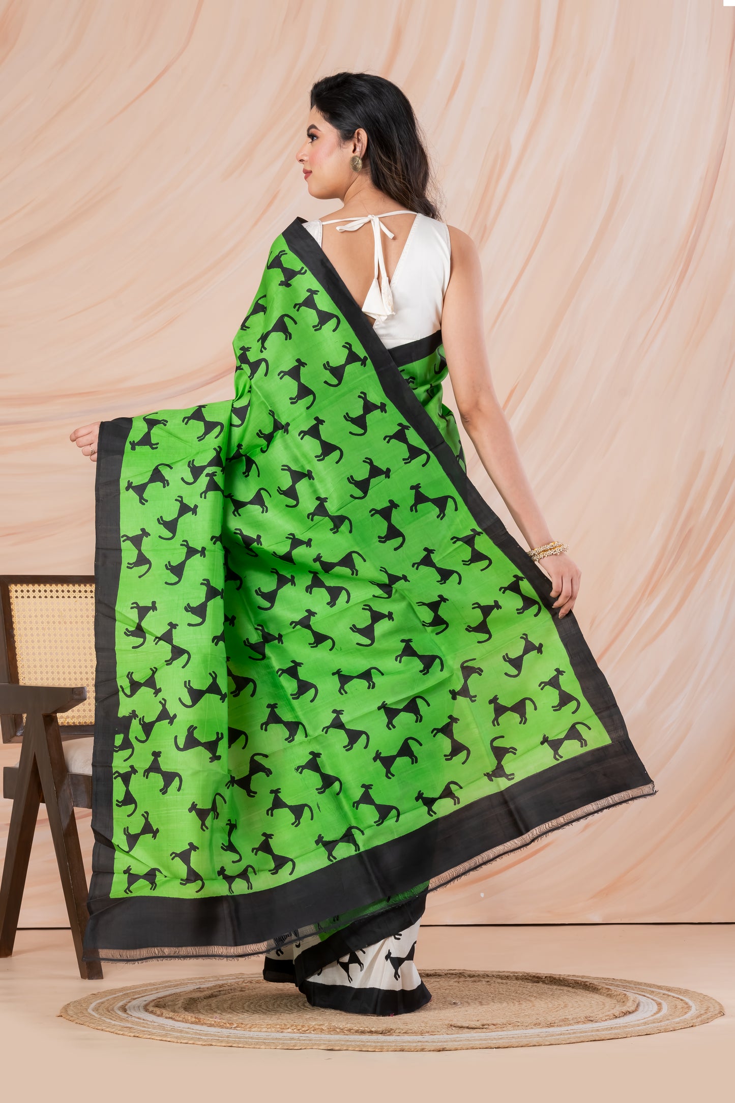 Half n half printed pure silk saree