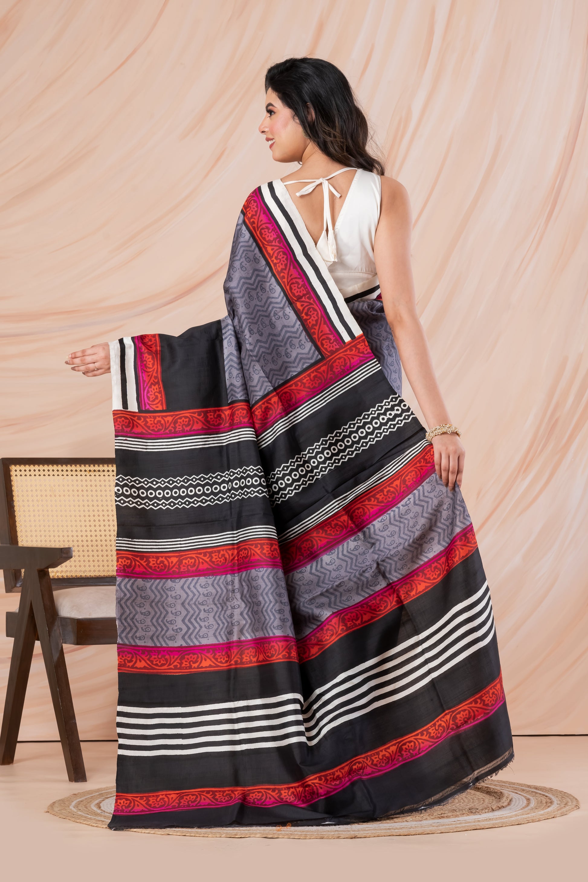 Printed pure silk