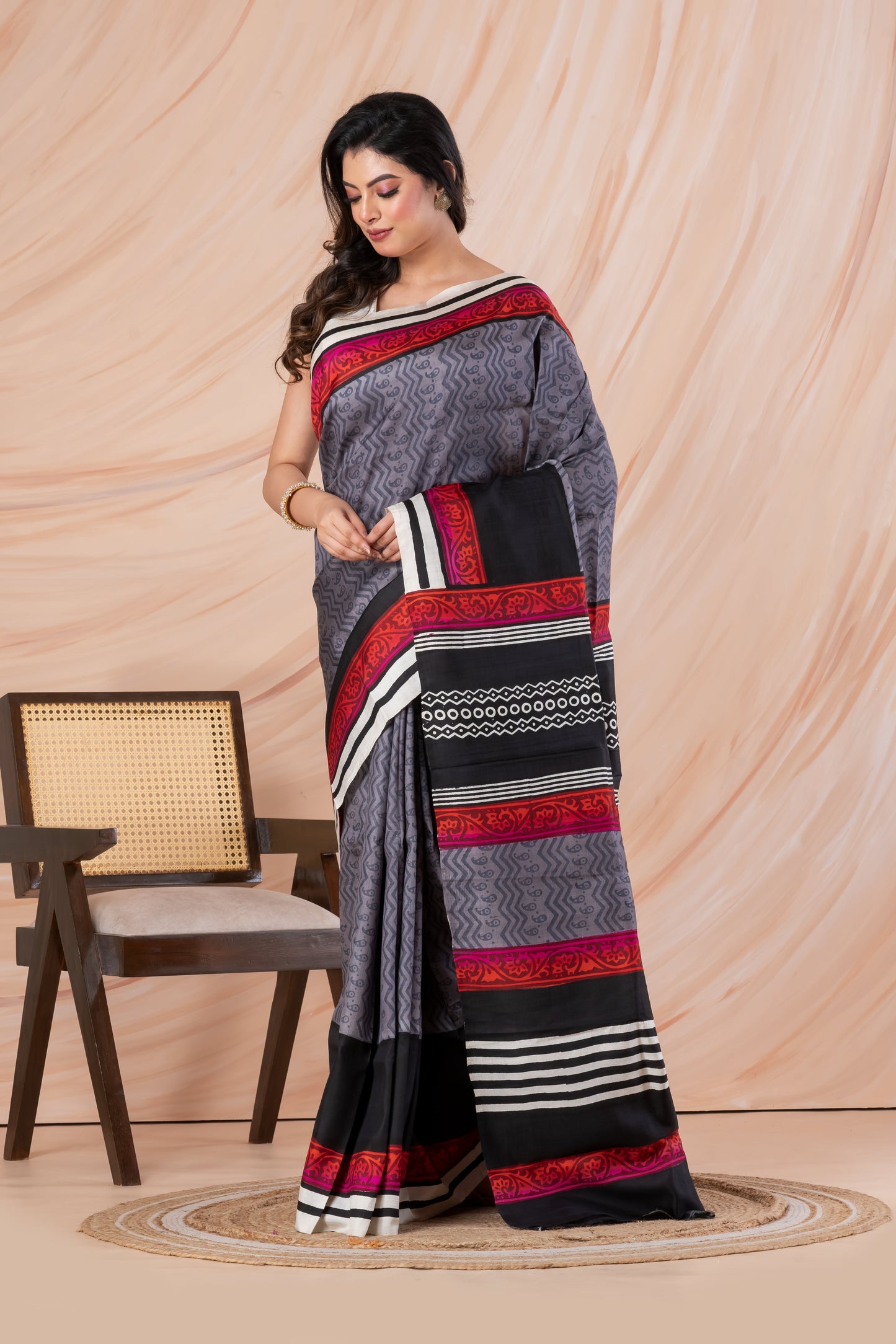 Printed pure silk