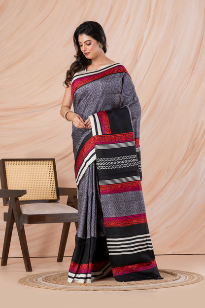 Printed pure silk