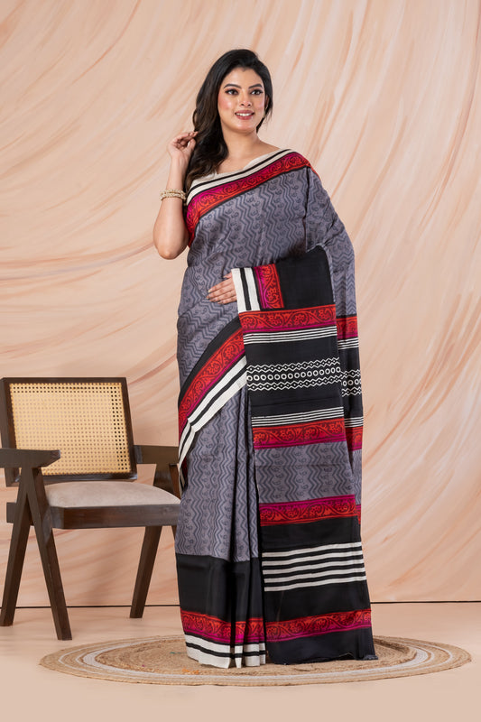 Printed pure silk