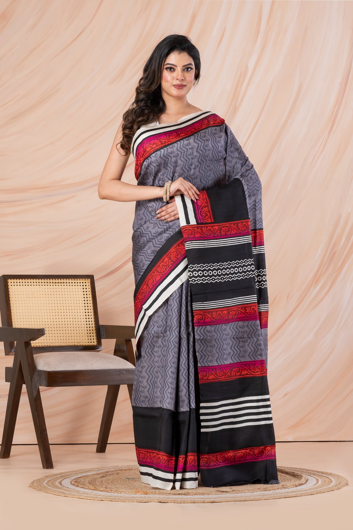 Printed pure silk