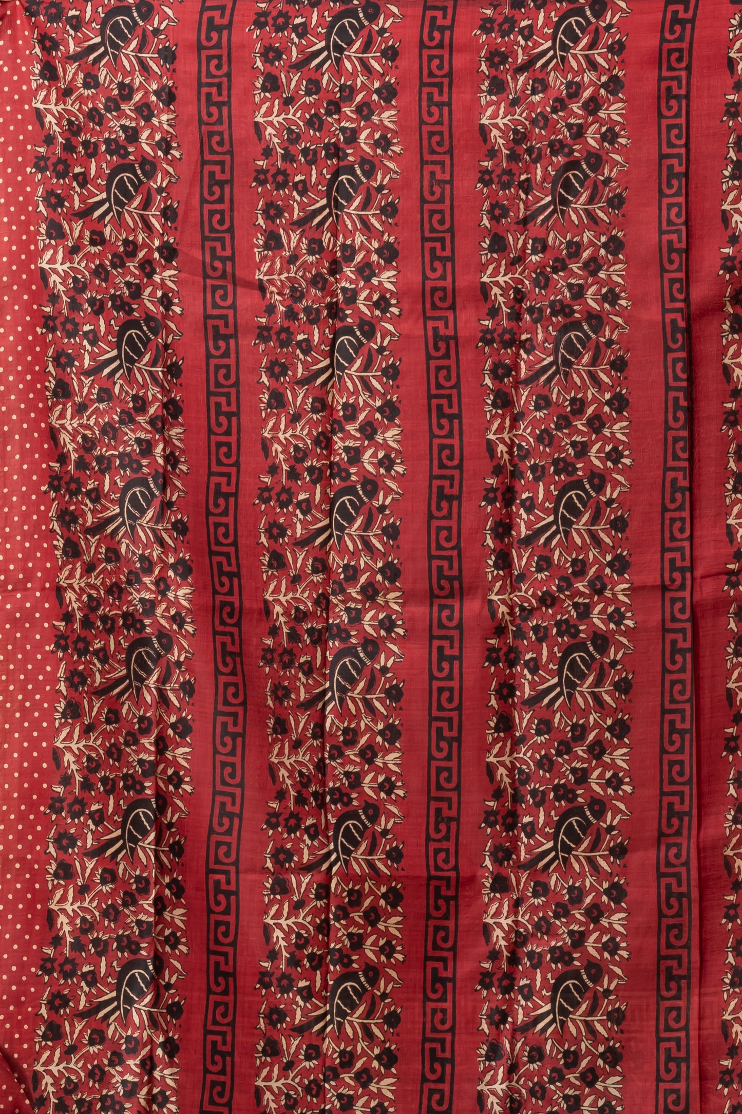 Maroon polka dotted printed pure silk saree