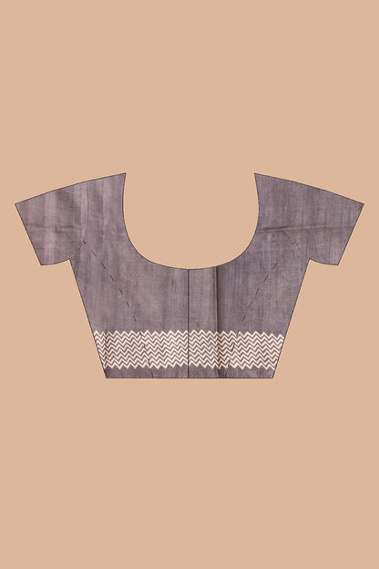 Half n half printed tussar saree