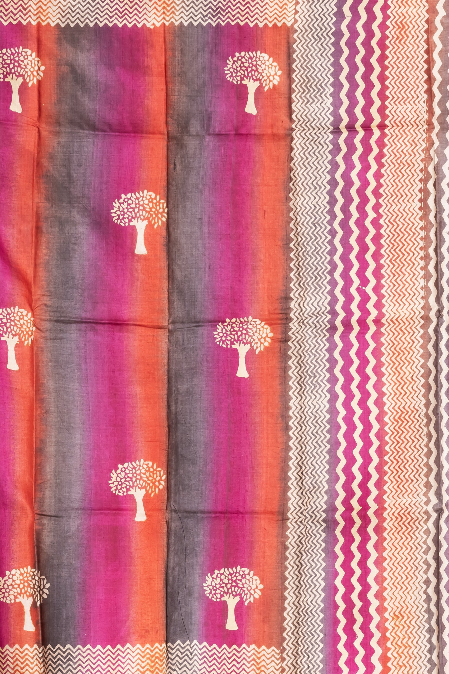 Half n half printed tussar saree