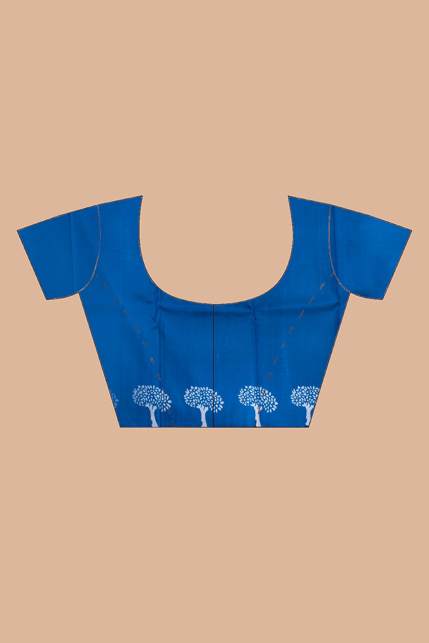Royal blue 3ply silk. Paired with a plain blue blouse piece for a graceful finish.