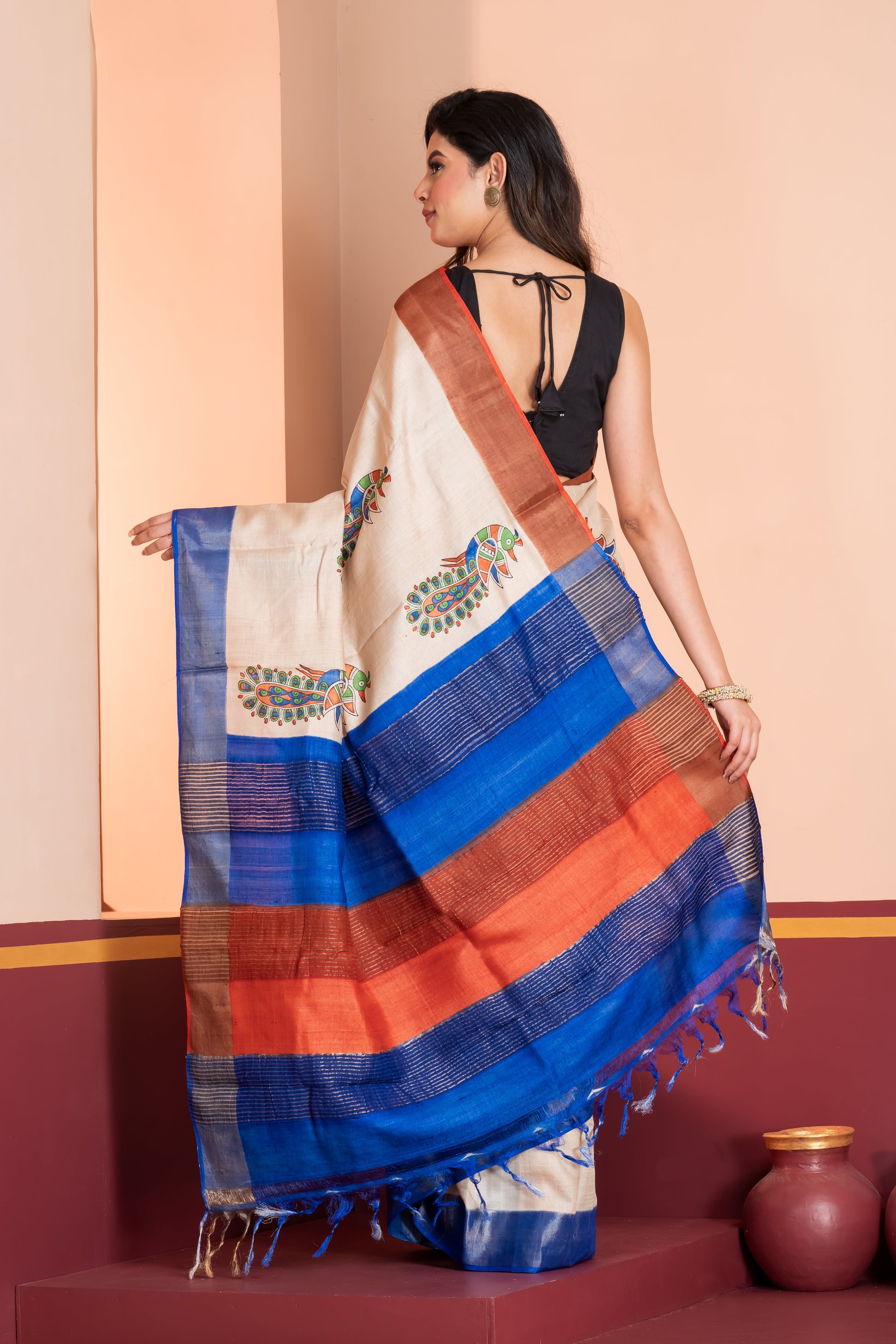 Tussar printed saree
