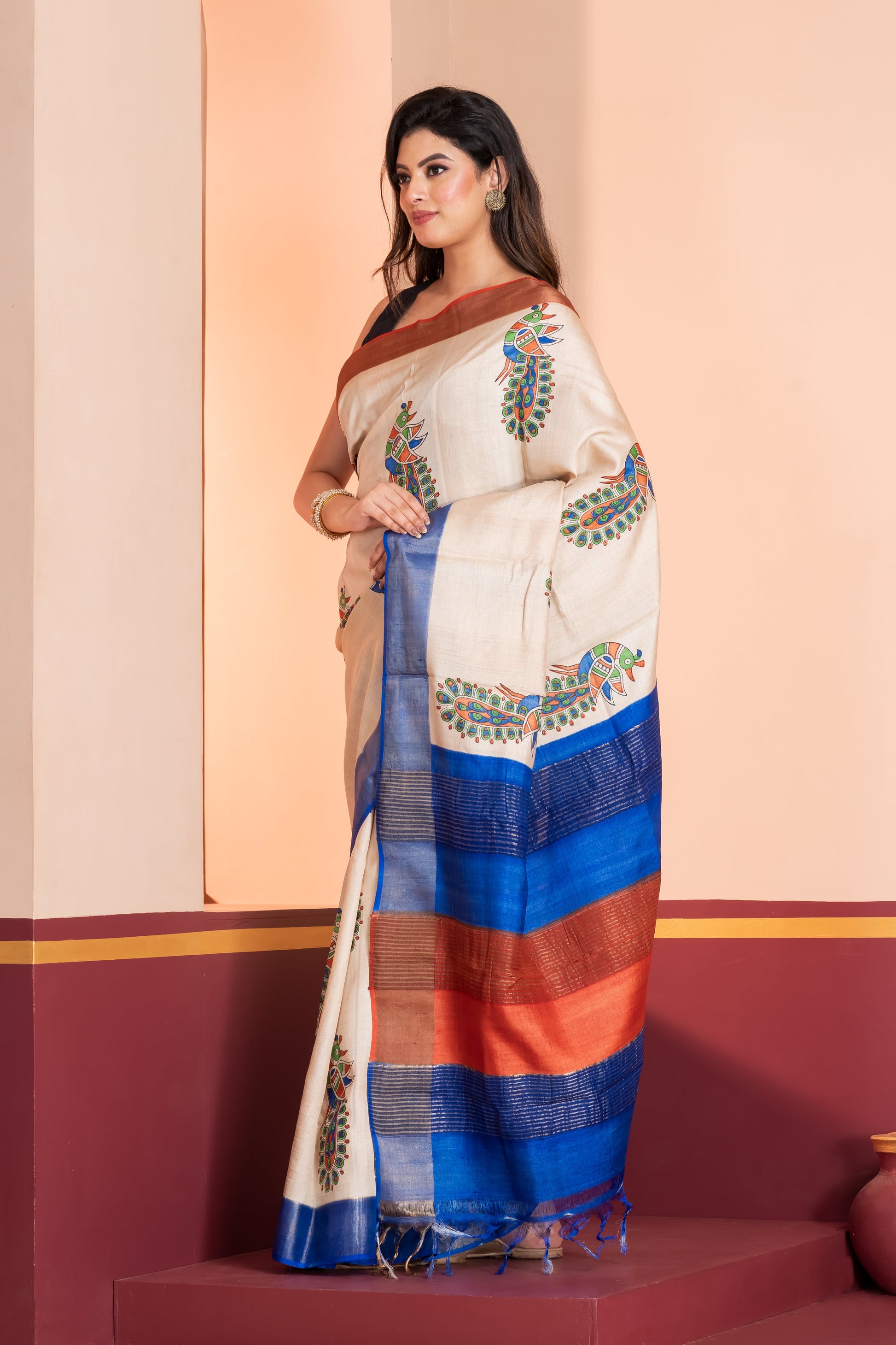 Tussar printed saree