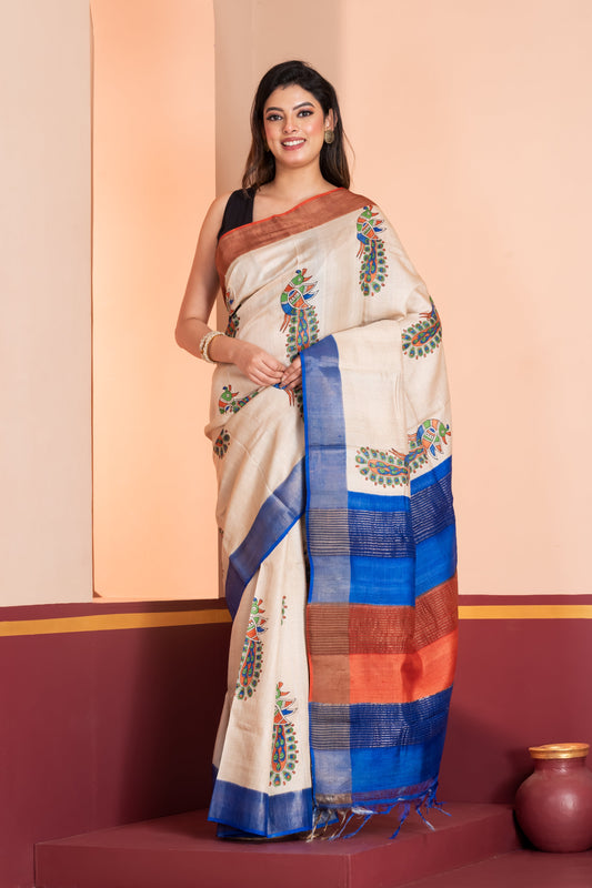 Tussar printed saree