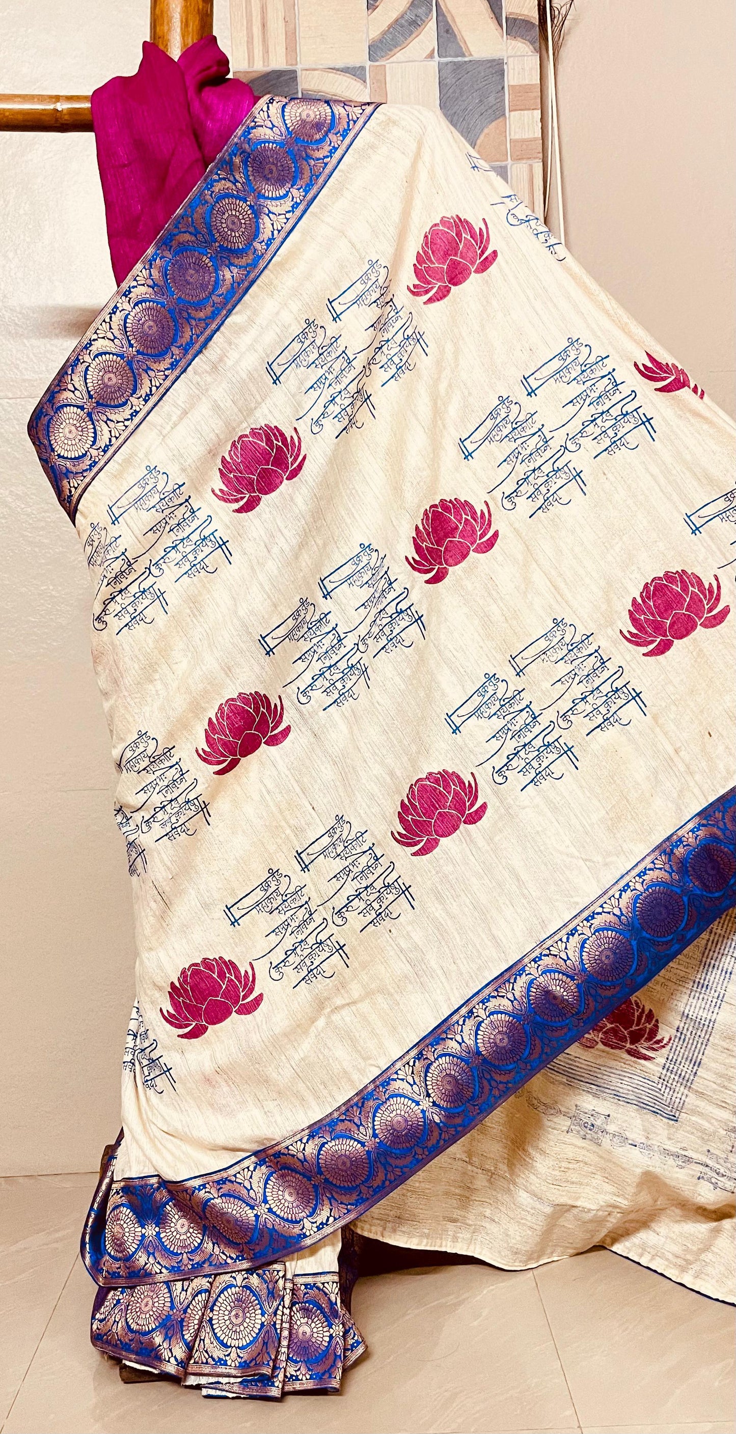 Pure Ghicha Silk with floral design