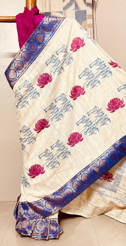 Pure Ghicha Silk with floral design