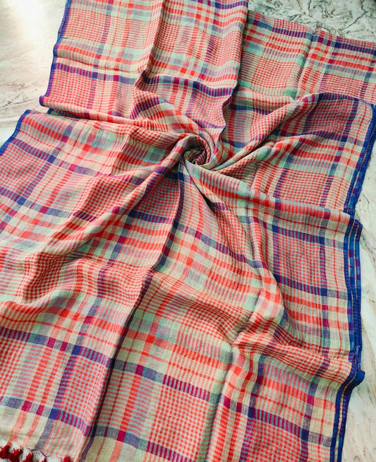 Check linen saree