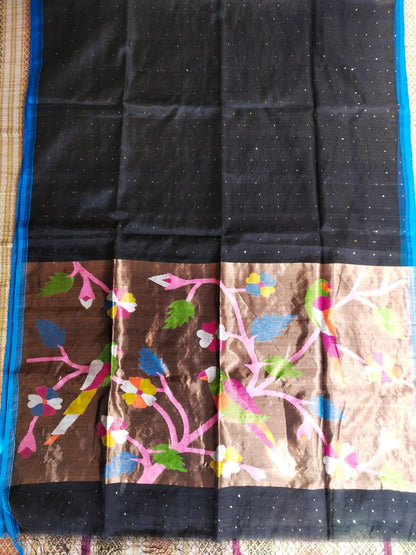 Handspun resham mulberry silk saree