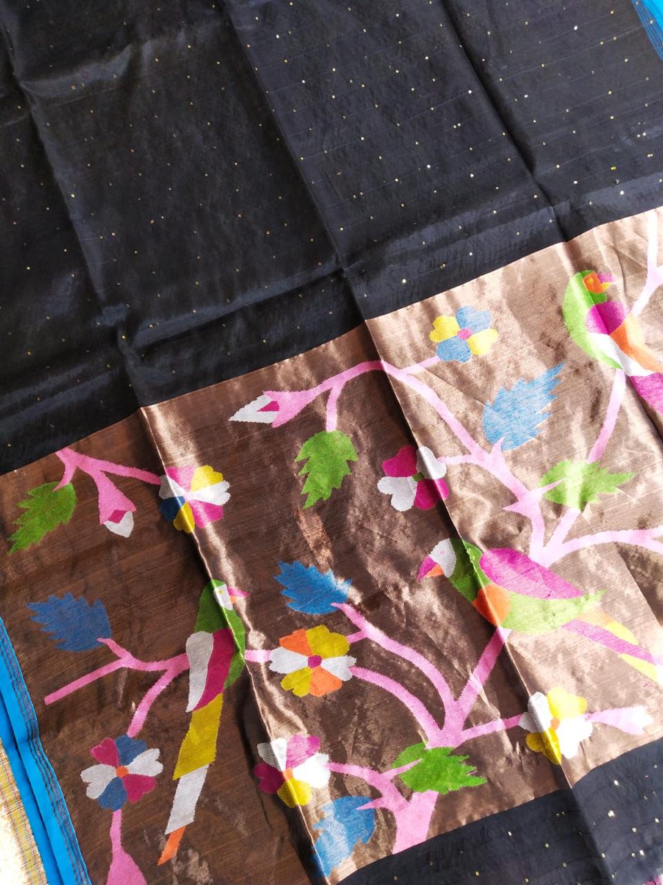 Handspun resham mulberry silk saree
