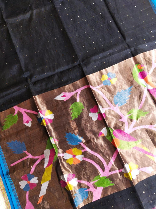 Handspun resham mulberry silk saree