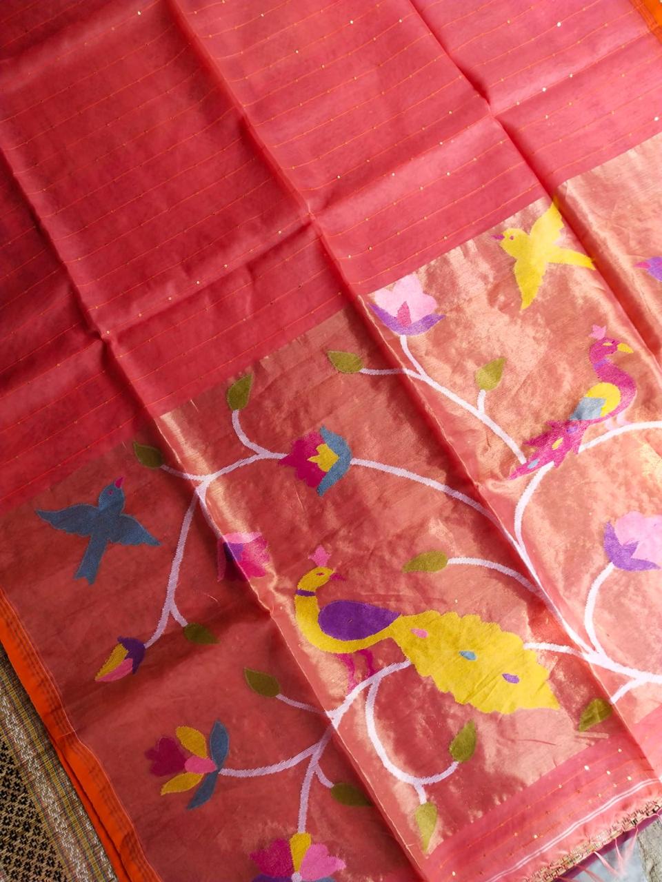 Handspun resham mulberry silk saree