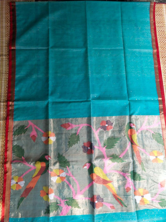 Handspun resham mulberry silk saree