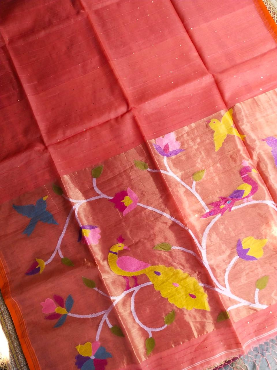 Handspun resham mulberry silk saree
