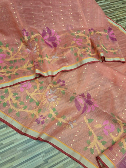 Pink woven Resham Silk
