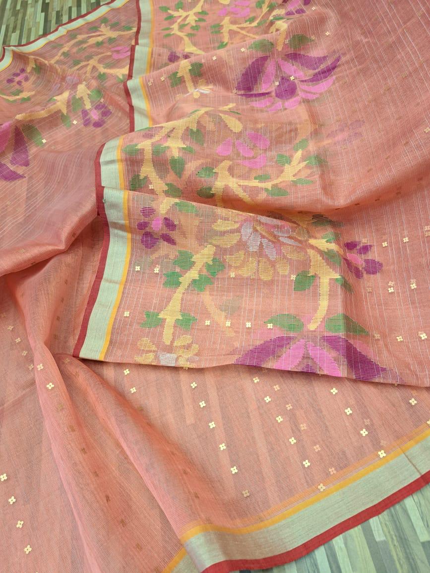 Pink woven Resham Silk