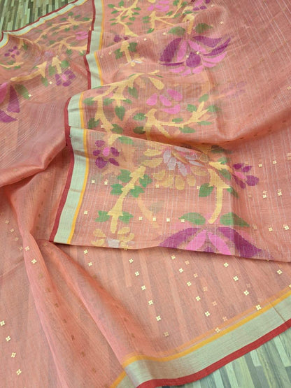 Pink woven Resham Silk