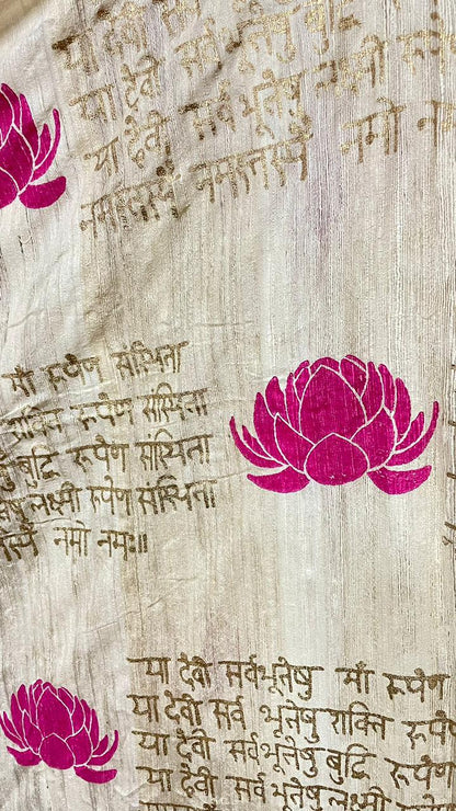 Raani Pink and Off White Pure Ghicha Silk