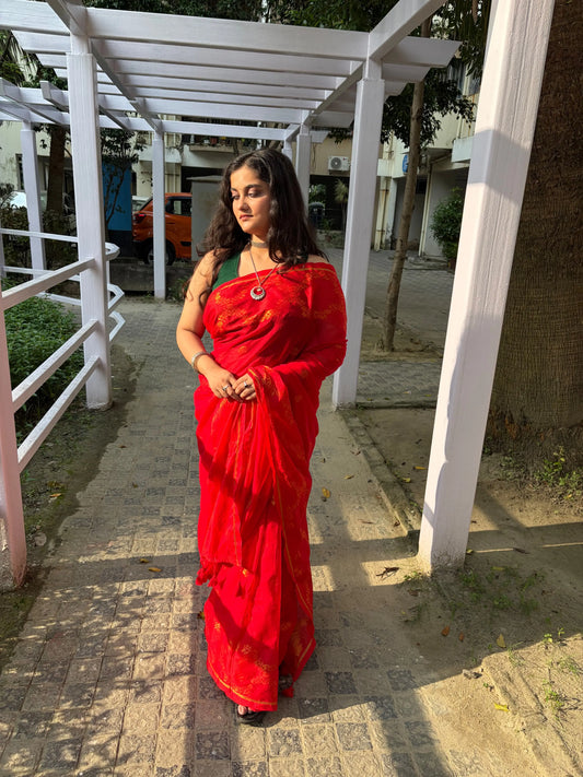 Festive Crimson Lightweight Saree