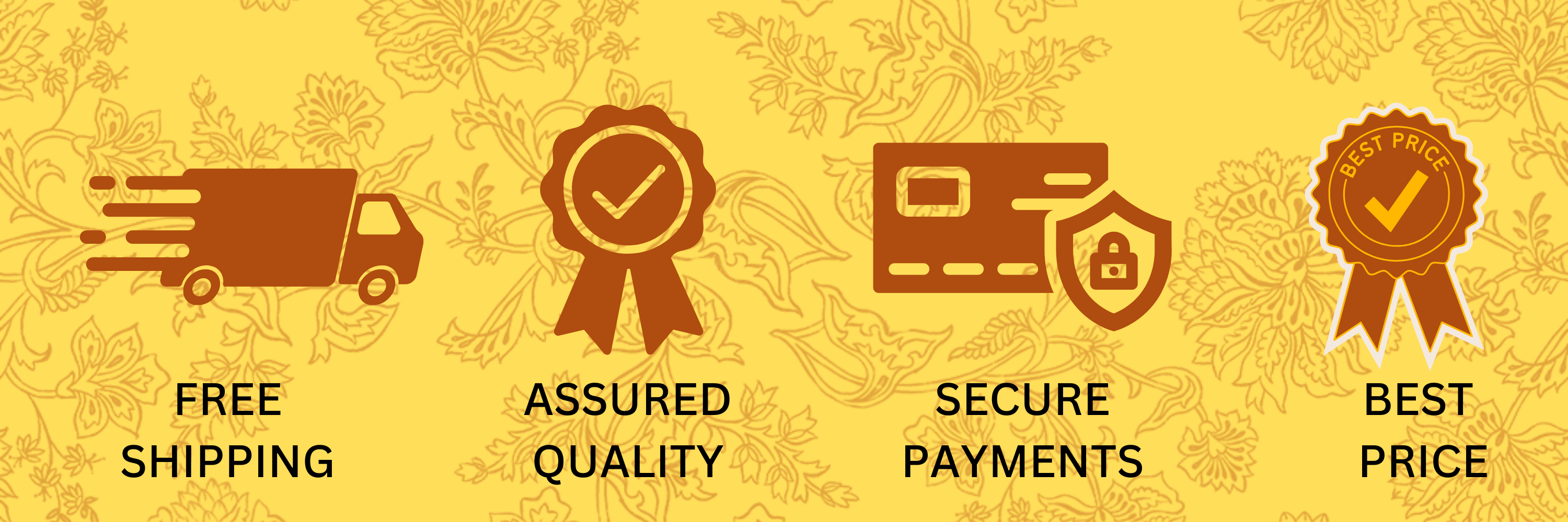 Trust Badges - Free Shipping, Assured Quality, Secure Payment, Best Price Promise