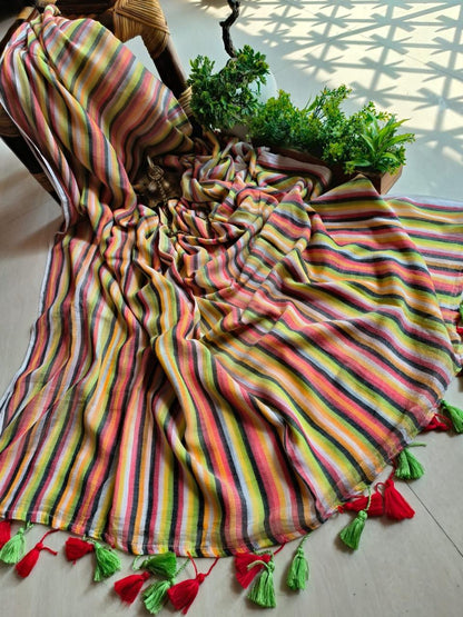 Handloom Cottons (Red, Green and Blue)