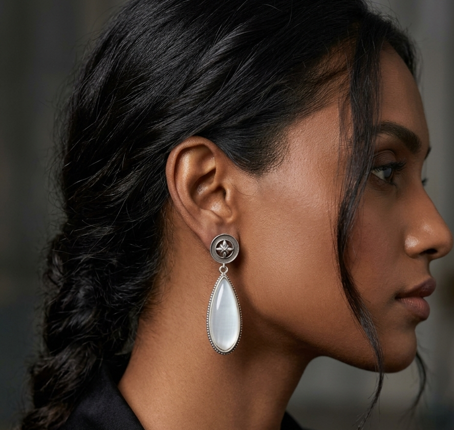 Moonlit drop earrings