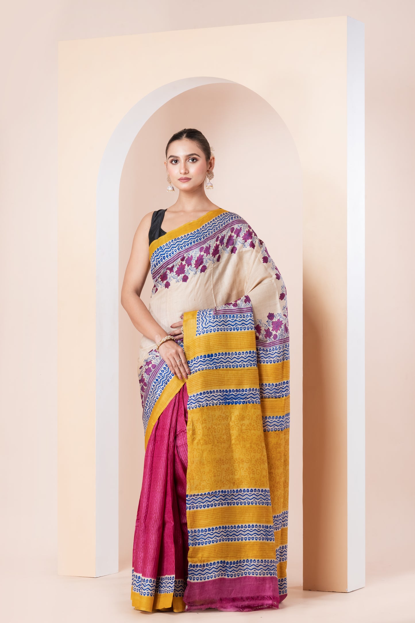 Half n half Tussar silk saree